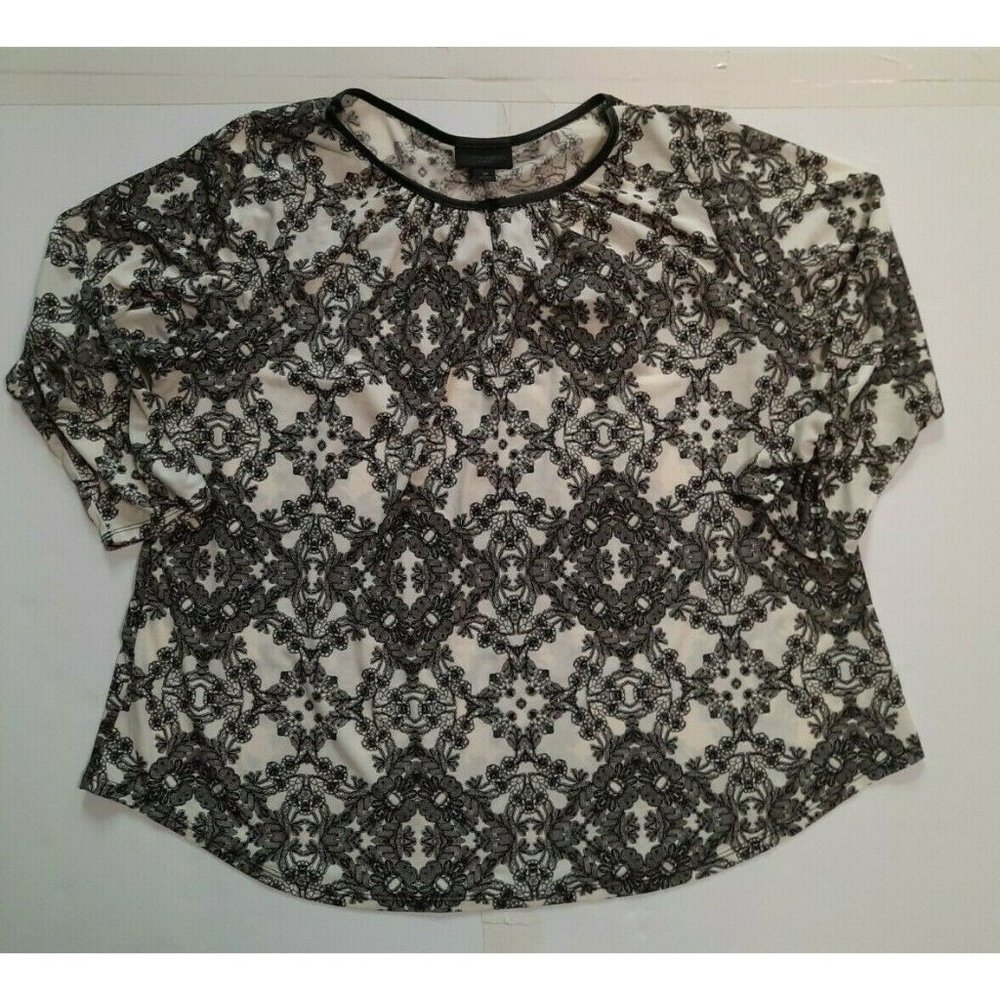 Worthington Woman womens black paisley pullover tunic shirt top size 1X